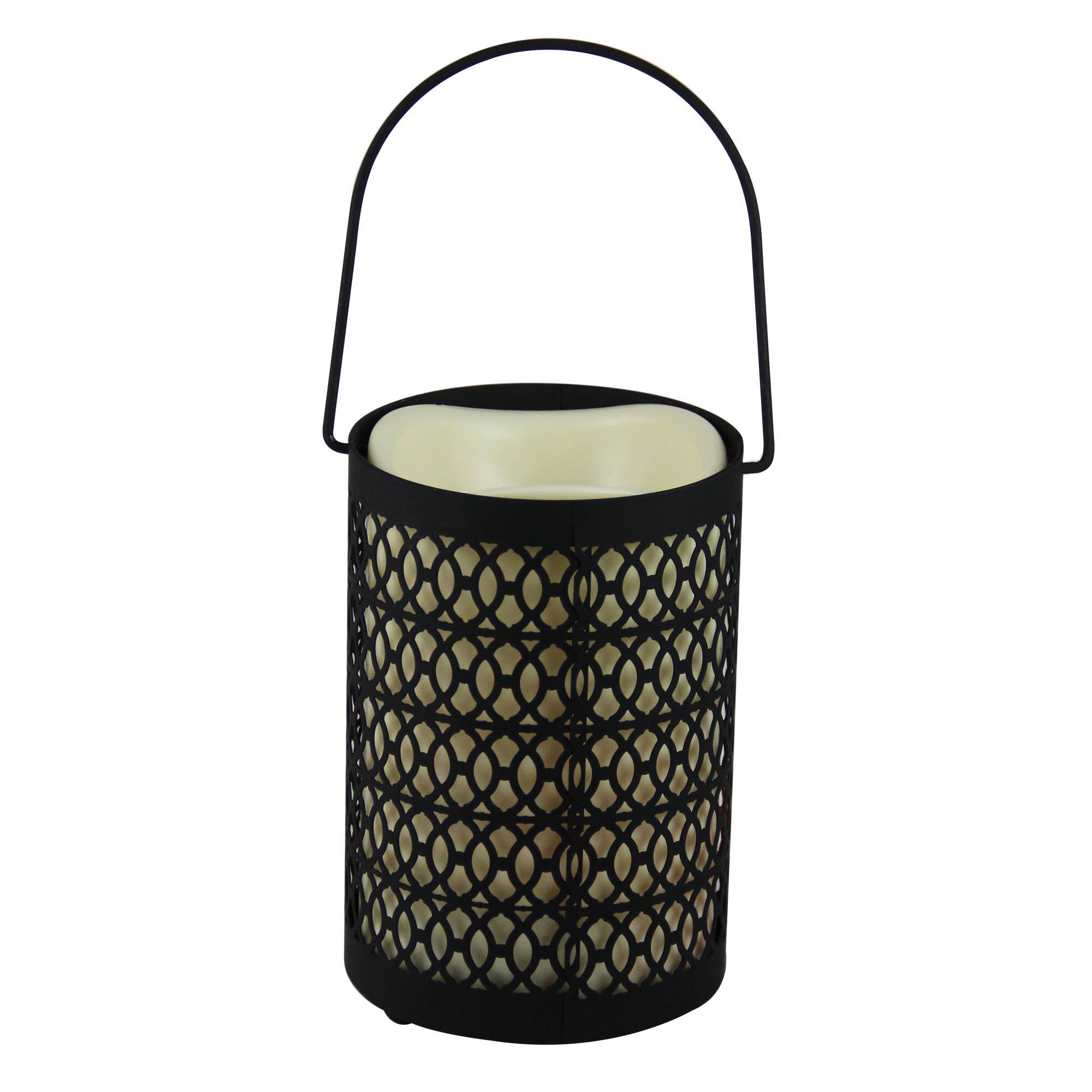 12" Opulent LED Candle Lantern with Timer, Black